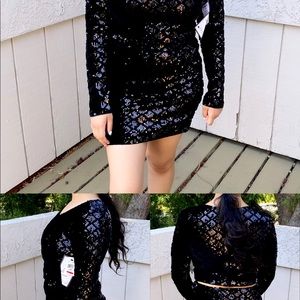 Black cocktail 2 piece dress